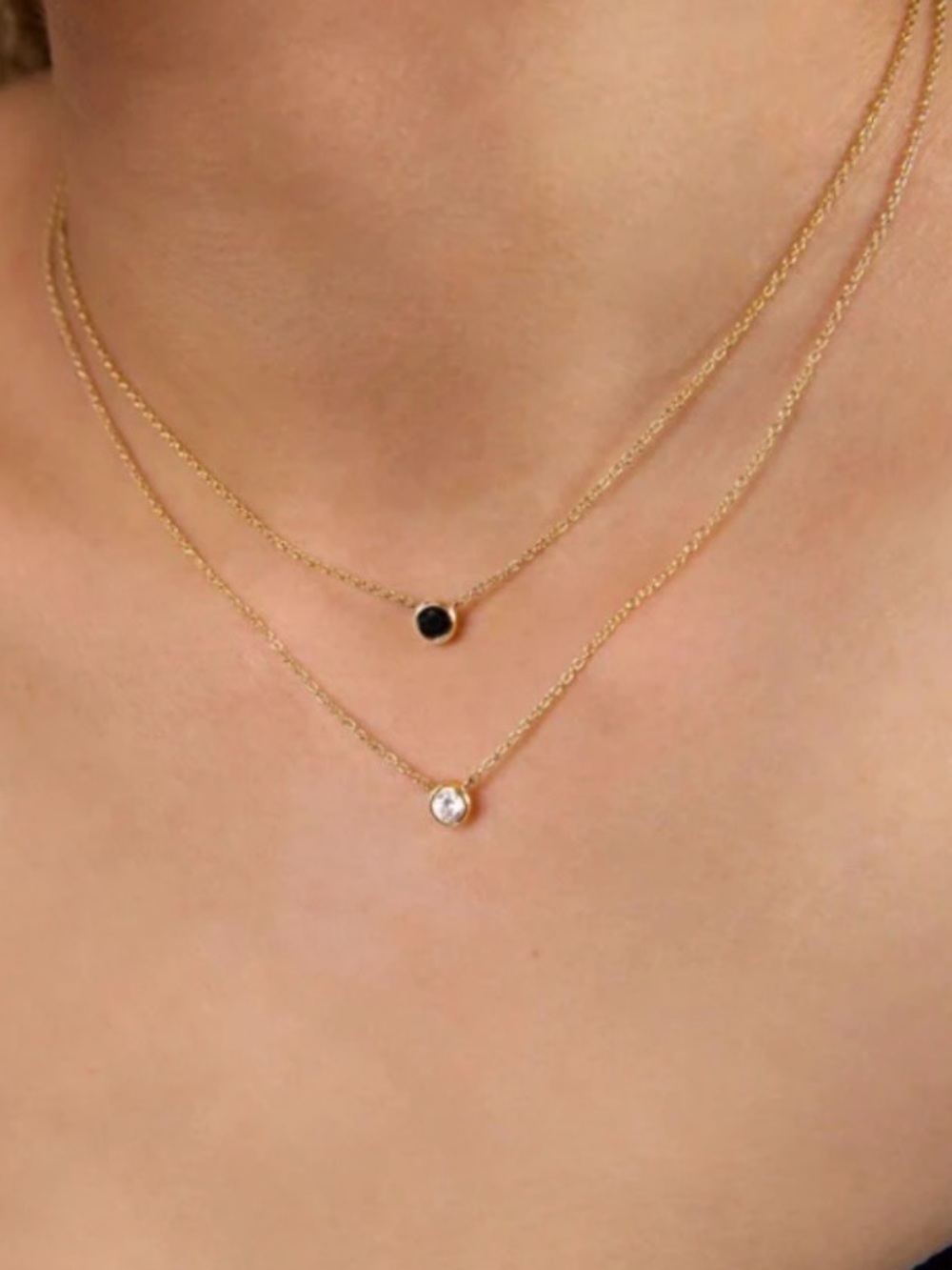 Mejuri 14k gold necklace with black diamond